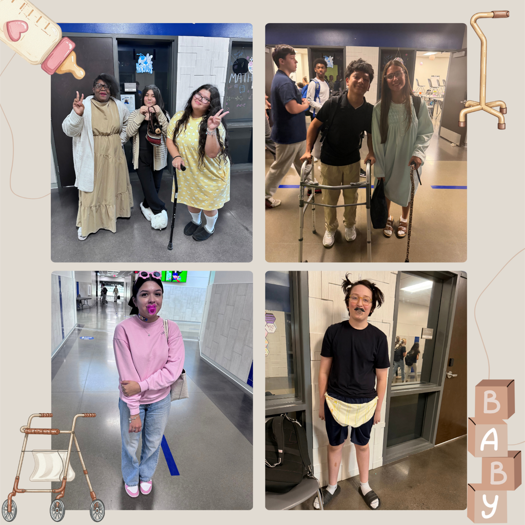 Collage of people in hospital corridors; two with costumes, one in a wheelchair, one with a walker, and another in a pink shirt.