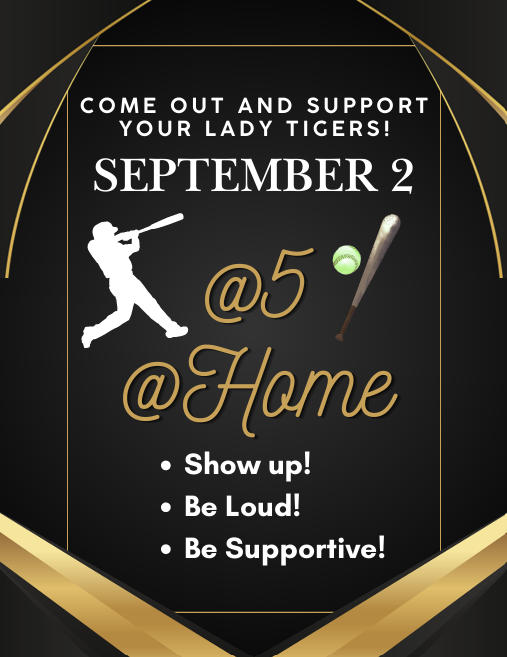 Tonight is the Lady Tigers’ FIRST HOME SOFTBALL GAME of the season! Come out and help us pack the stands as we cheer on our girls!