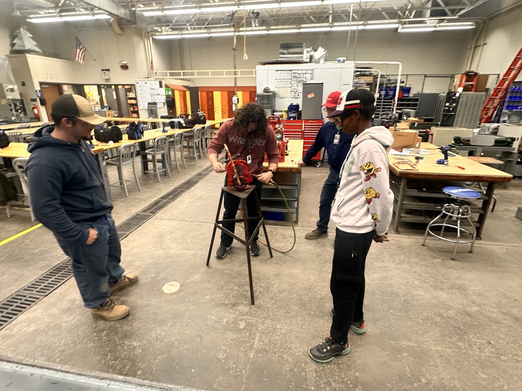 HVAC students are brazing cooper