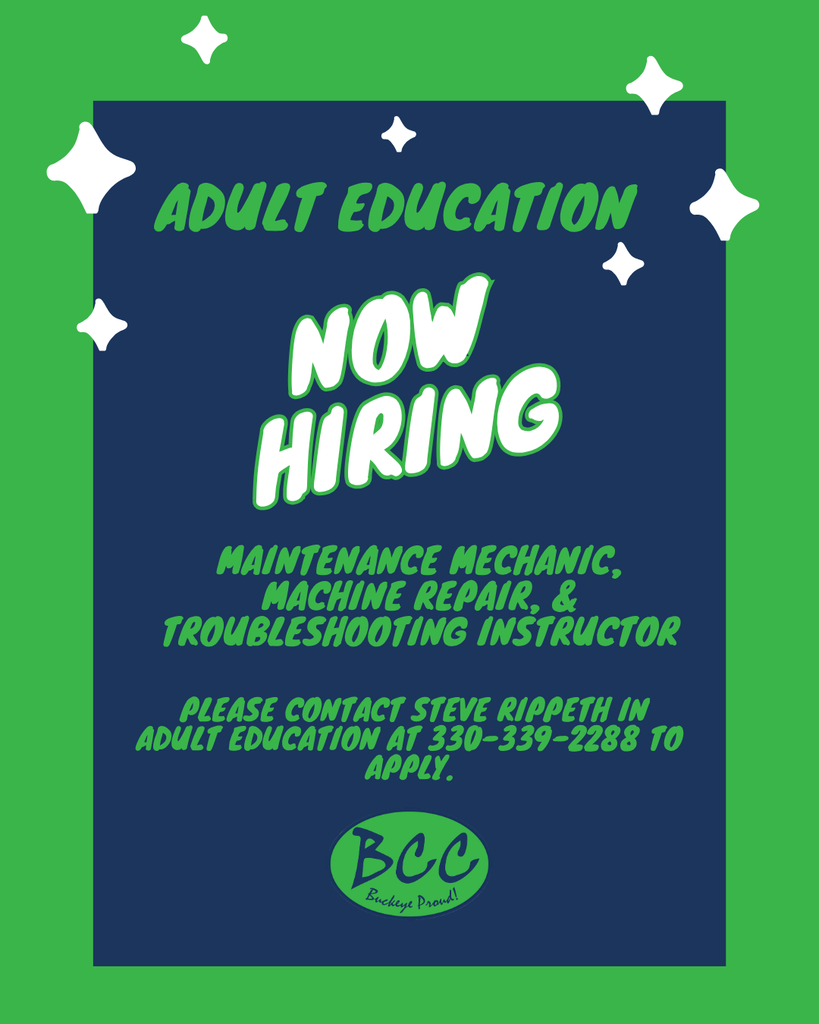 Hiring Maintenance Mechanic ,Machine Repair ,& Troubleshooting Instructor !