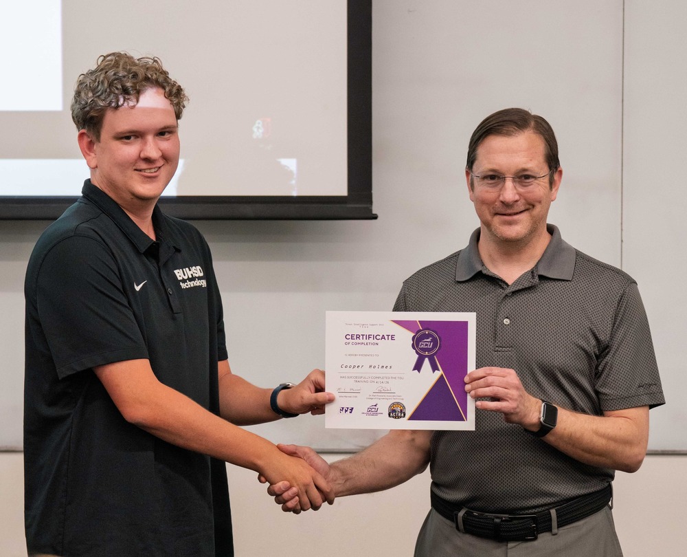 posing receiving certificate