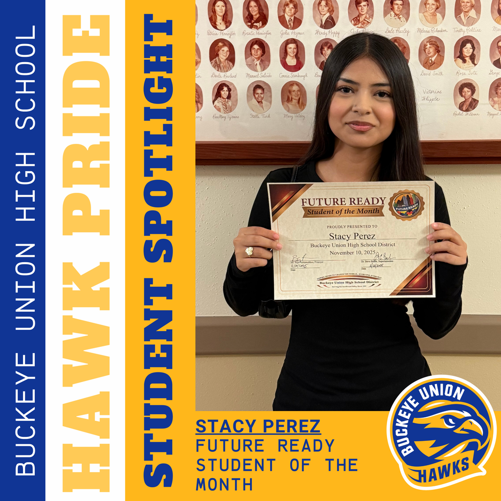 future ready student of the month Stacy Perez posing with her certificate.