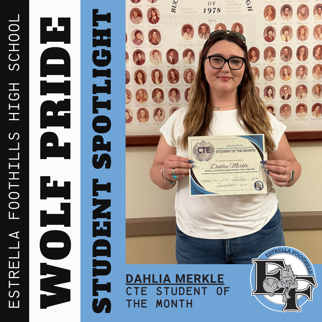 CTE Student of the Month Dahlia Merkle posing with her certificate
