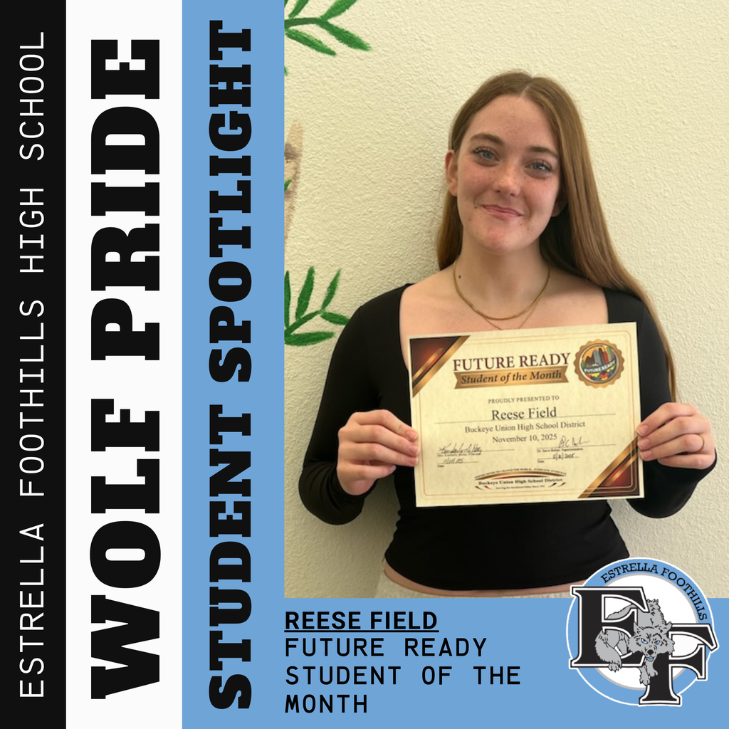 future ready student of the month Reese Field posing with her certificate.