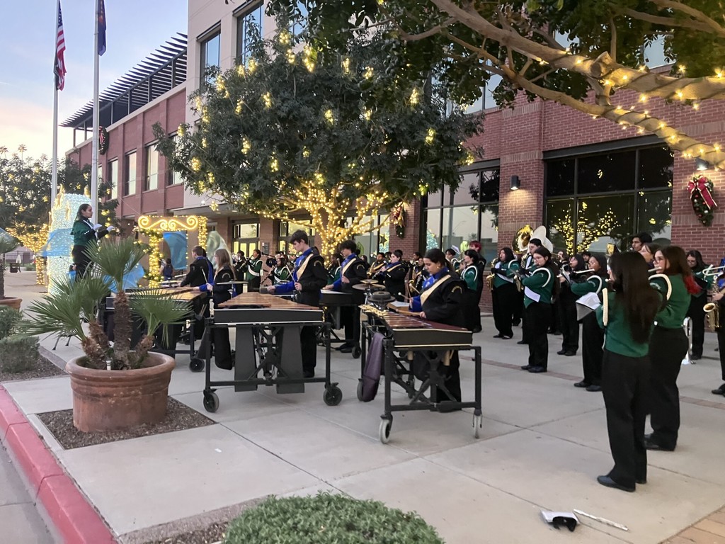 band students playing at city hall