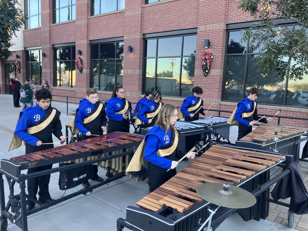 band students playing at city hall