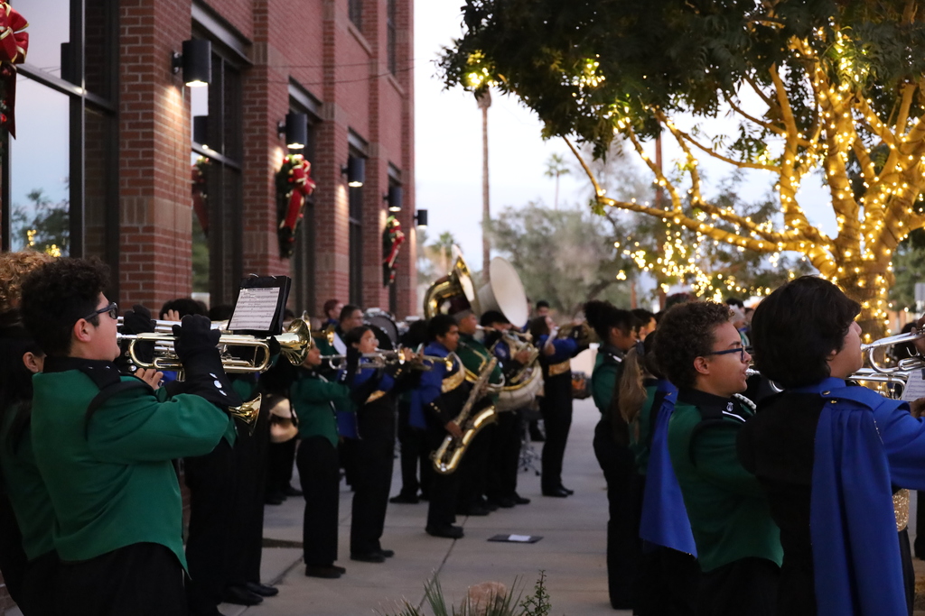 band students playing at city hall