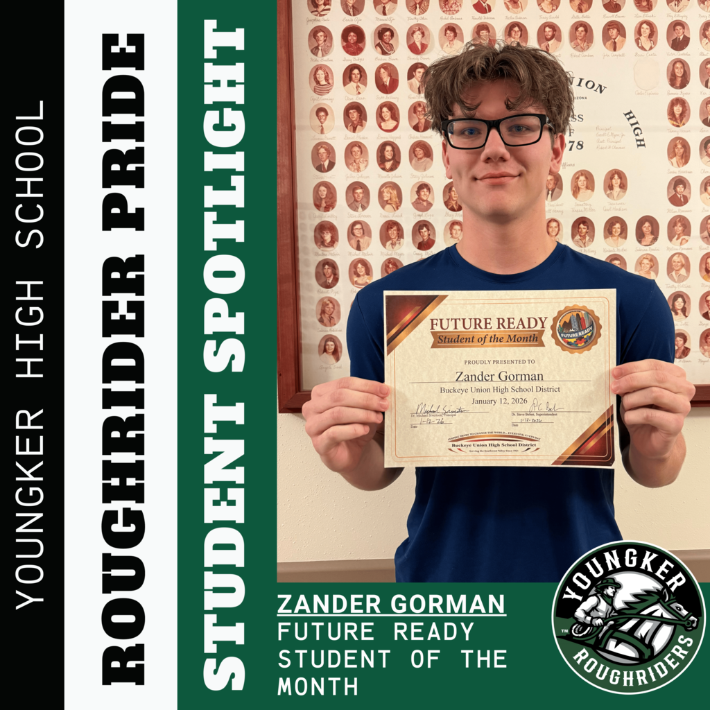 future ready student of the month Zander Gorman posing with her certificate.