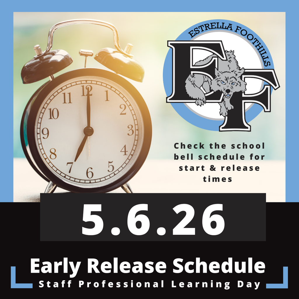 An alarm clock set to 11:00 next to a logo and text, "Early Release Schedule: Staff Professional Learning Day."