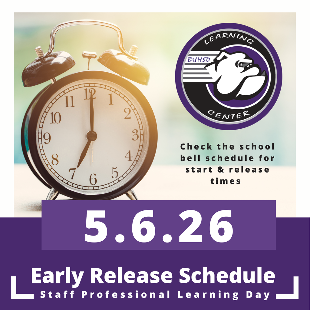 Alarm clock showing 10:45. Text: "Check the school bell schedule for start and release times." Logo on right. Date 5.6.26.
