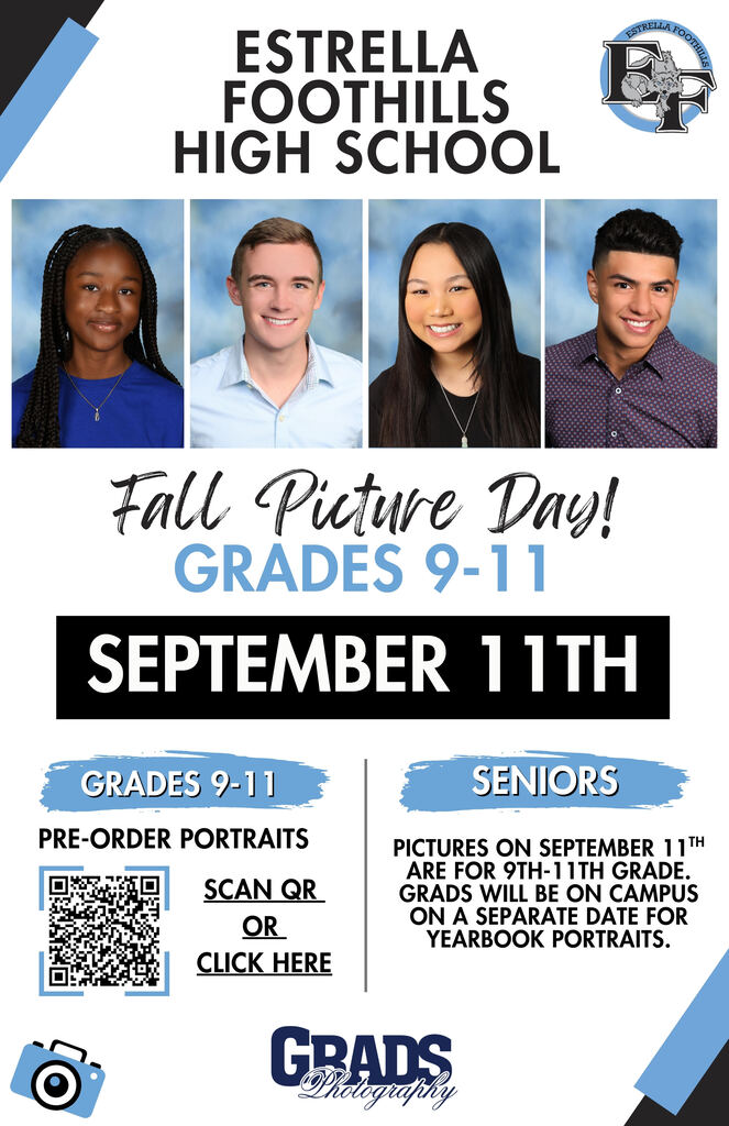 Estrella Foothills High School Picture Day on September 11, 2026