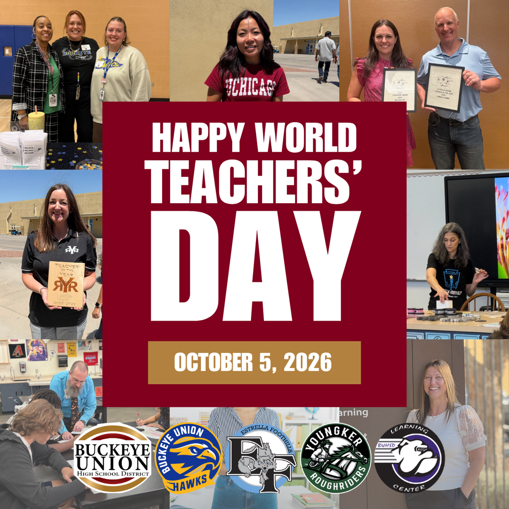 Collage of photos of teachers holding awards and certificates. Text reads "Happy World Teachers' Day October 5, 2026"