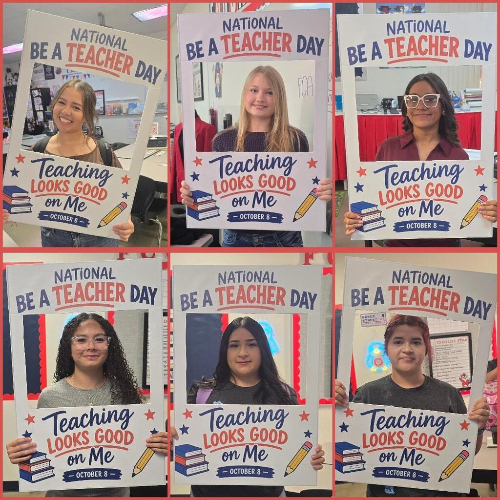 Students taking photos for National Be a Teacher Day