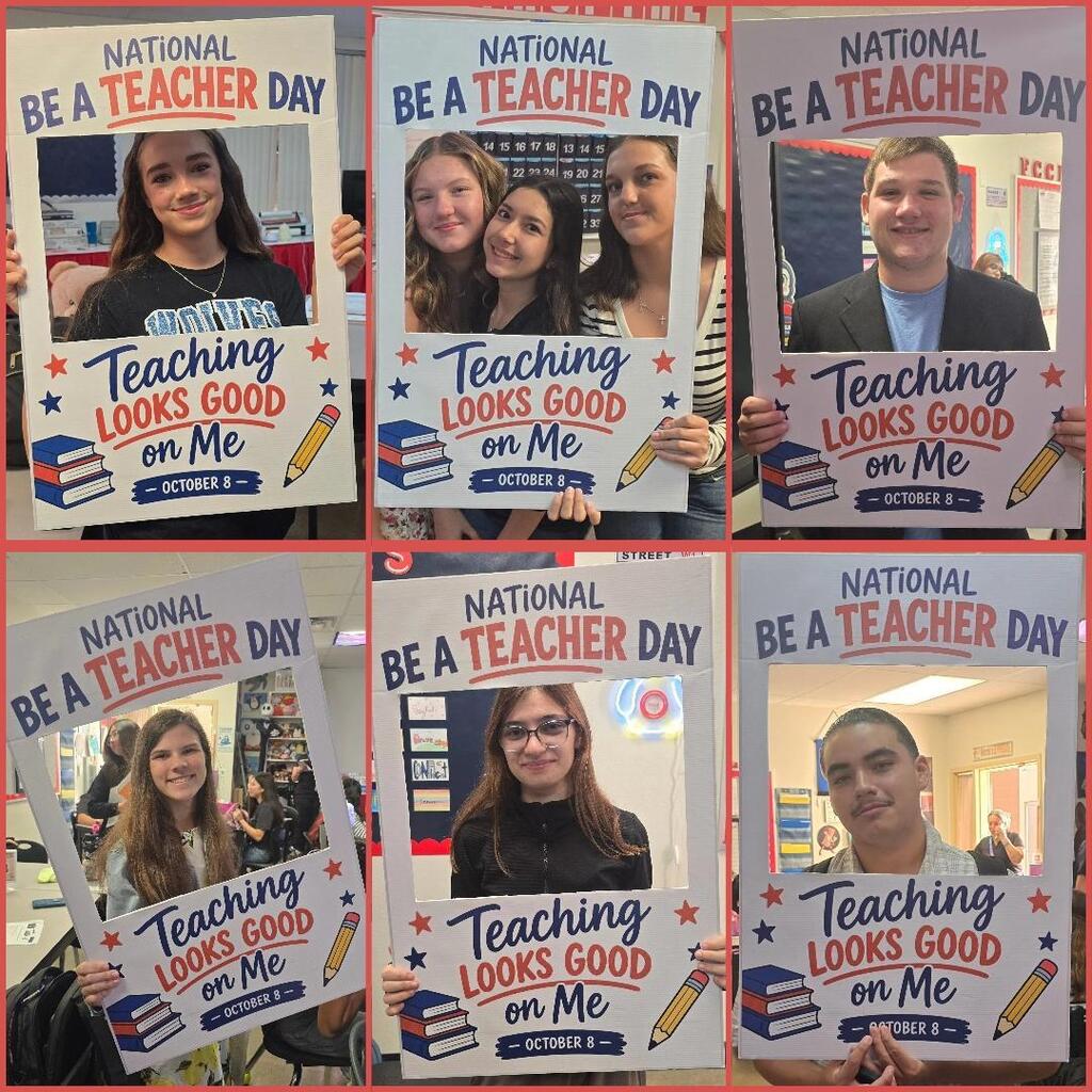 Students taking photos for National Be a Teacher Day