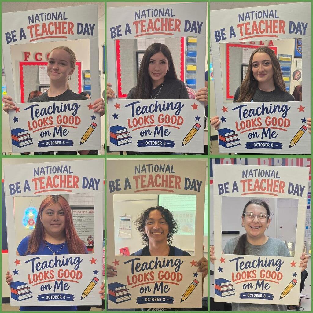 Students taking photos for National Be a Teacher Day