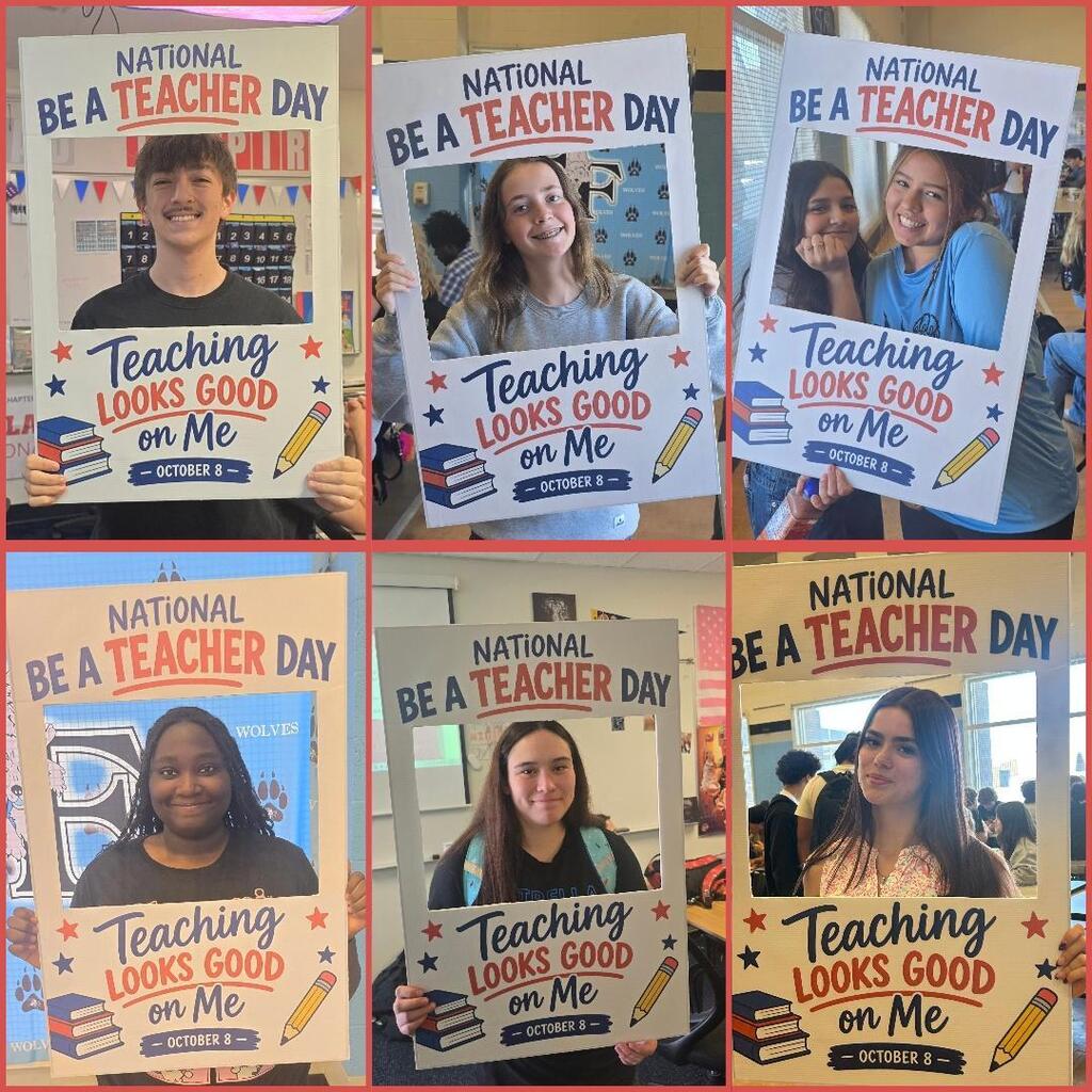 Students taking photos for National Be a Teacher Day