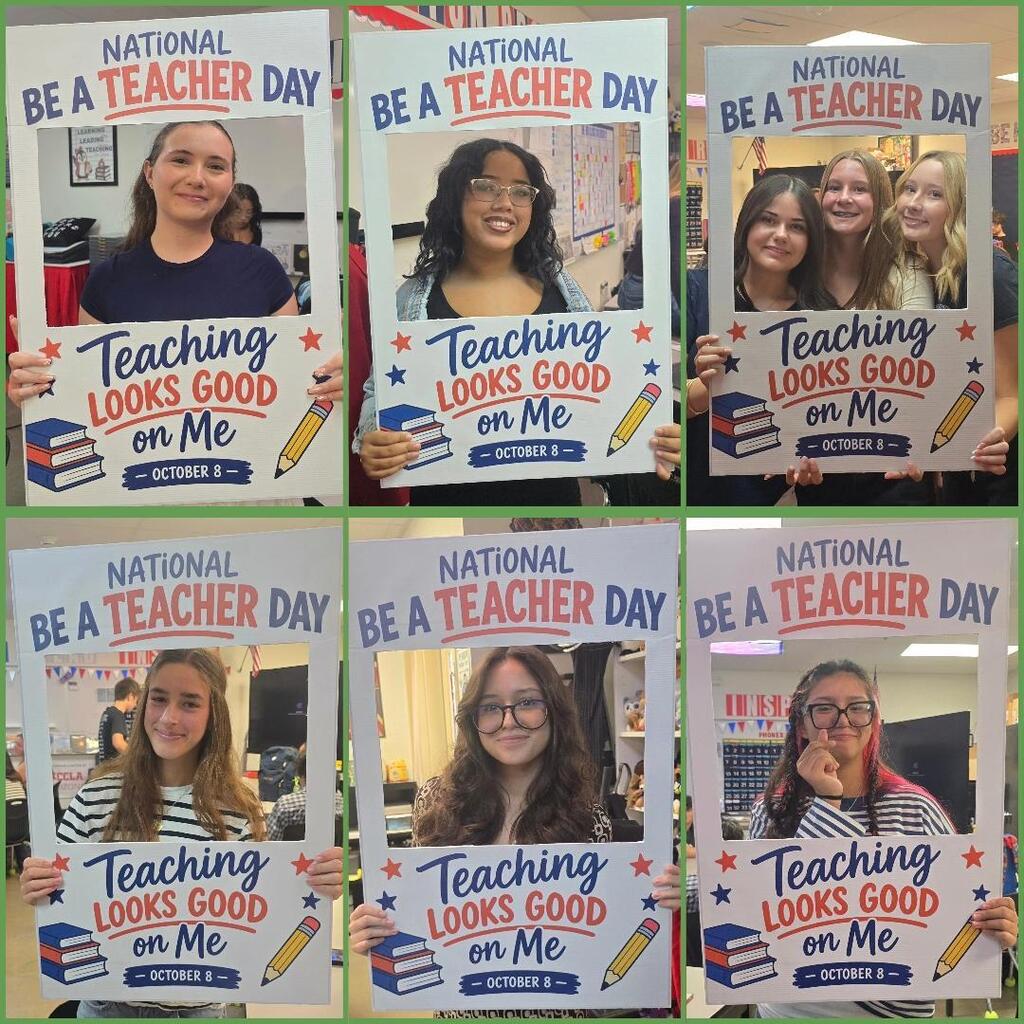 Students taking photos for National Be a Teacher Day