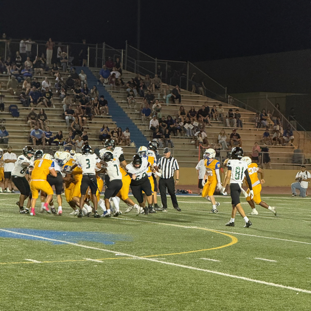 A football game under lights.