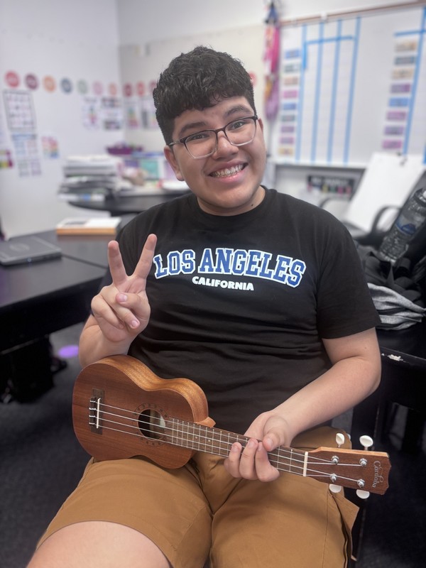 Student with ukulele