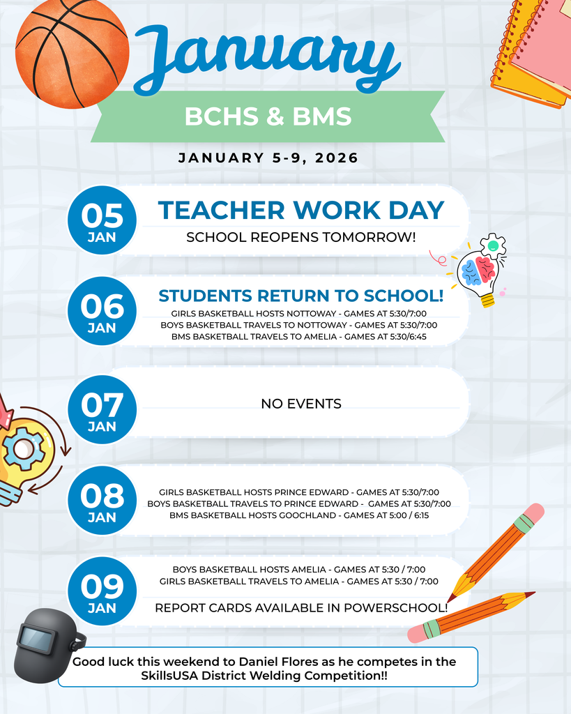 BCHS & BCMS Flyer for Jan 5-9