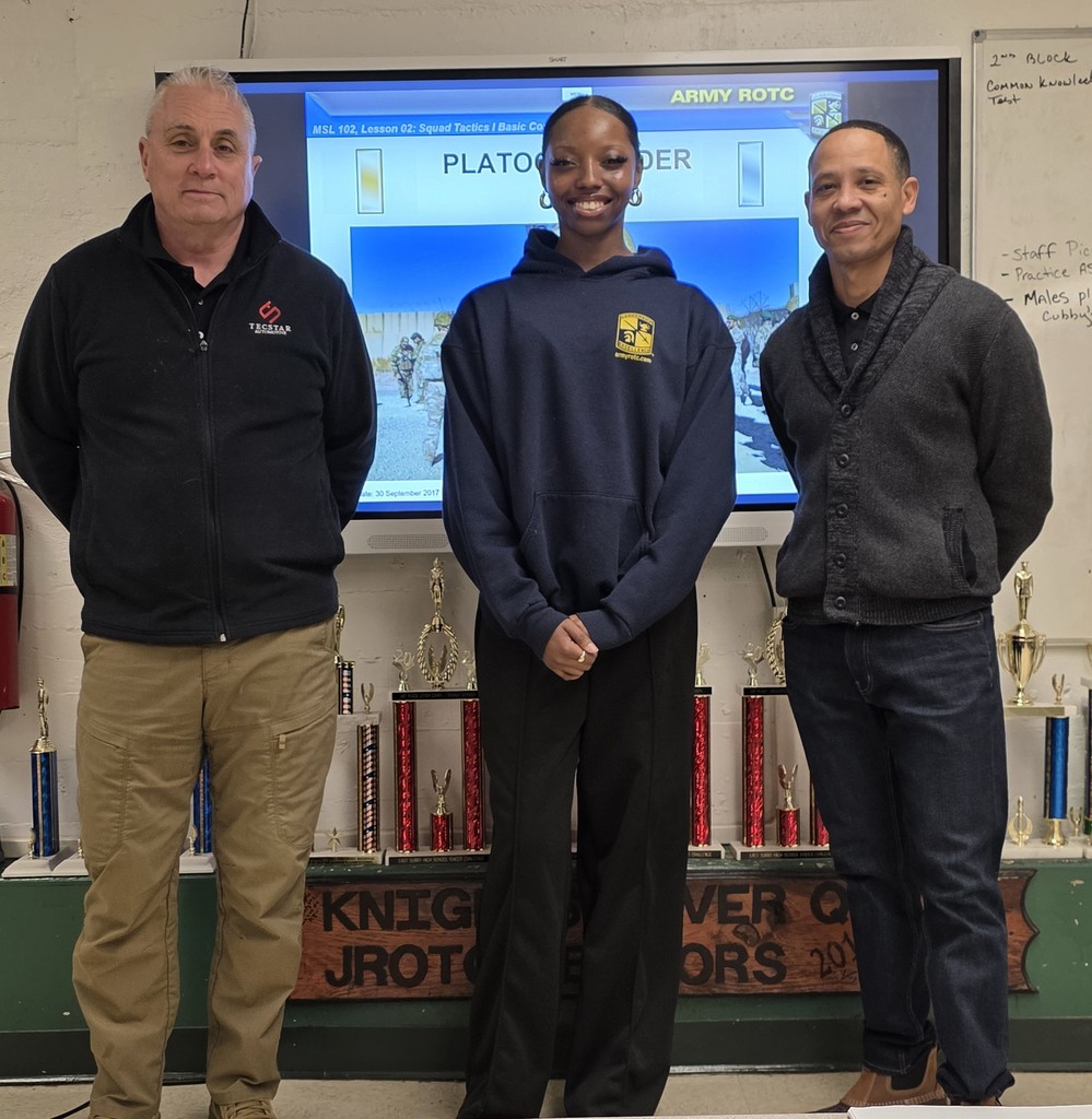 Ciara Moore  with BCHS JROTC Instructors Grazier and Pozp