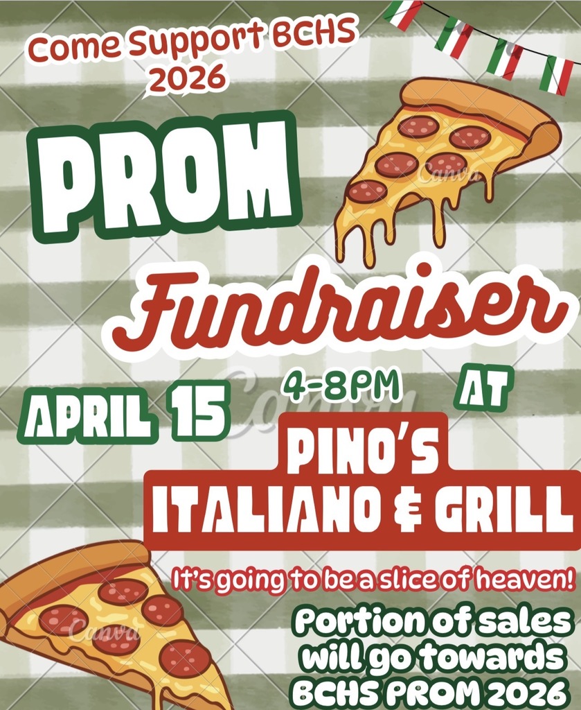 Prom Fundraiser at Pino's April 15th 4-8 PM Flyer