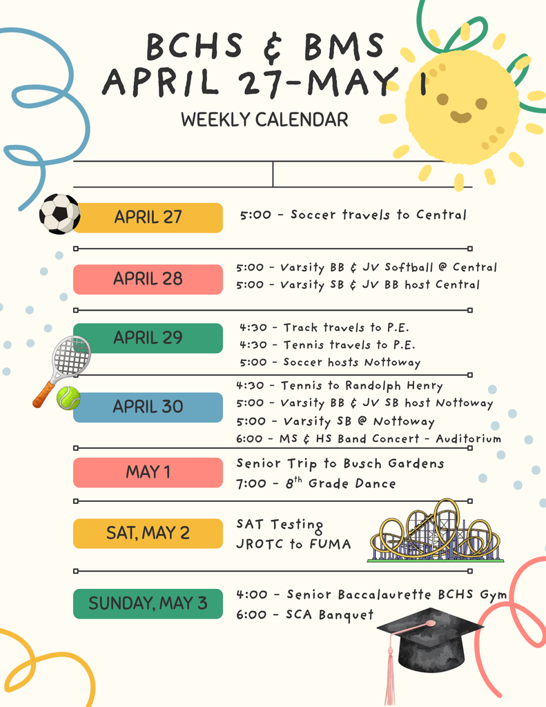 Weekly schedule