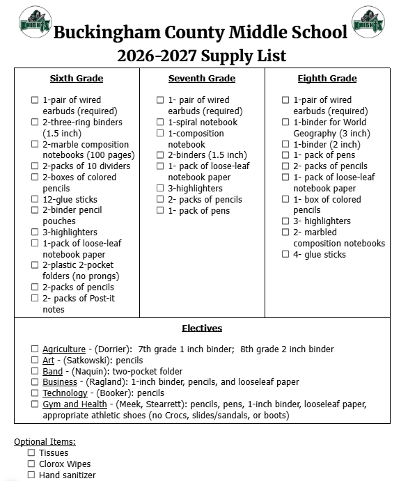 supply list 2026