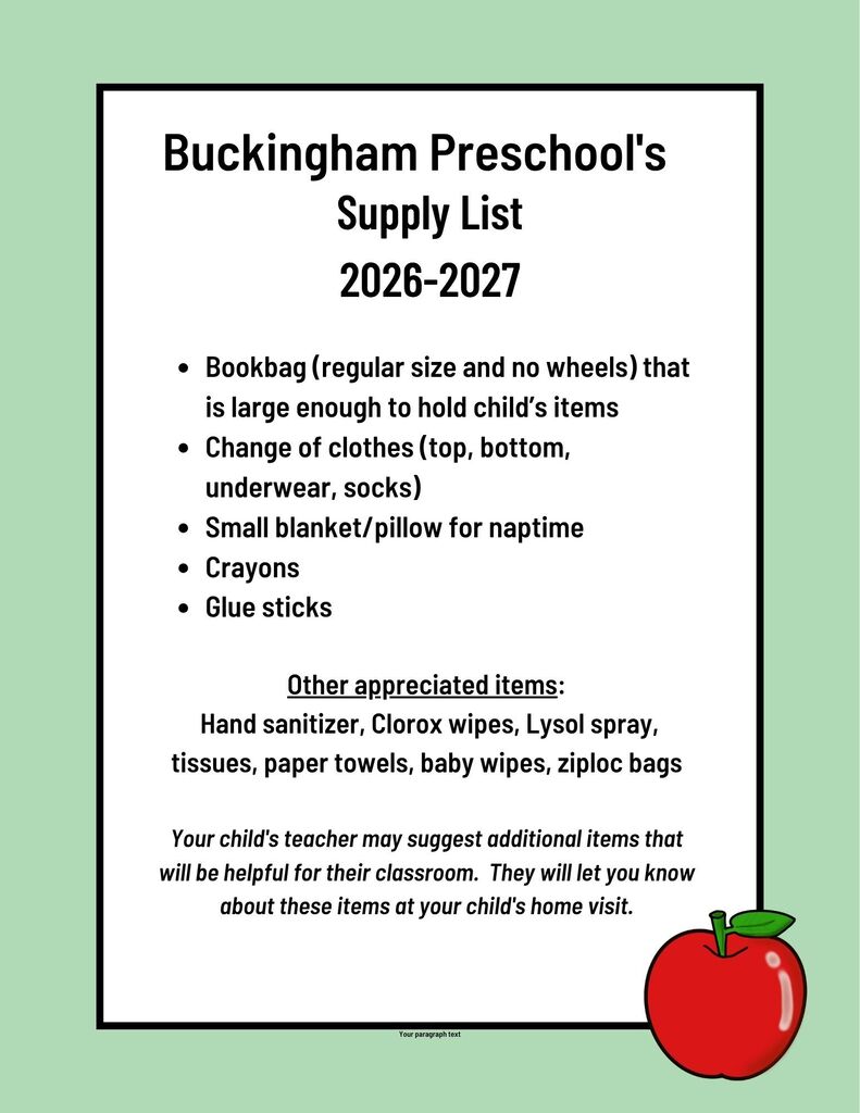 Preschool Supply List Graphic 26-27