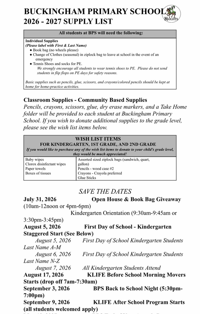 supply list