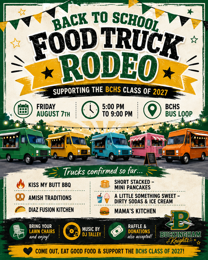 Food Truck Rodeo Friday, August 7th 5-9 PM information in graphic is included in the post text.