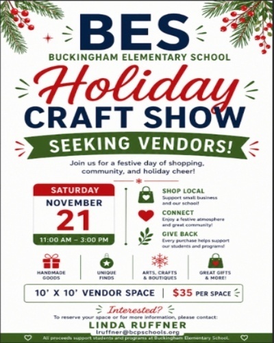 BES Holiday Craft Show Flyer - Seeking Vendors - all information in the image is in the text of the post