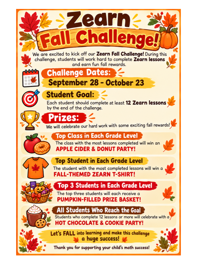 Zearn Fall Challenge Infographic - all information in the graphic is in the text of the post.