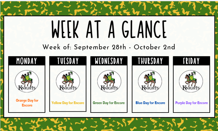 Week at a Glance info graphic - All information is in the text of the post