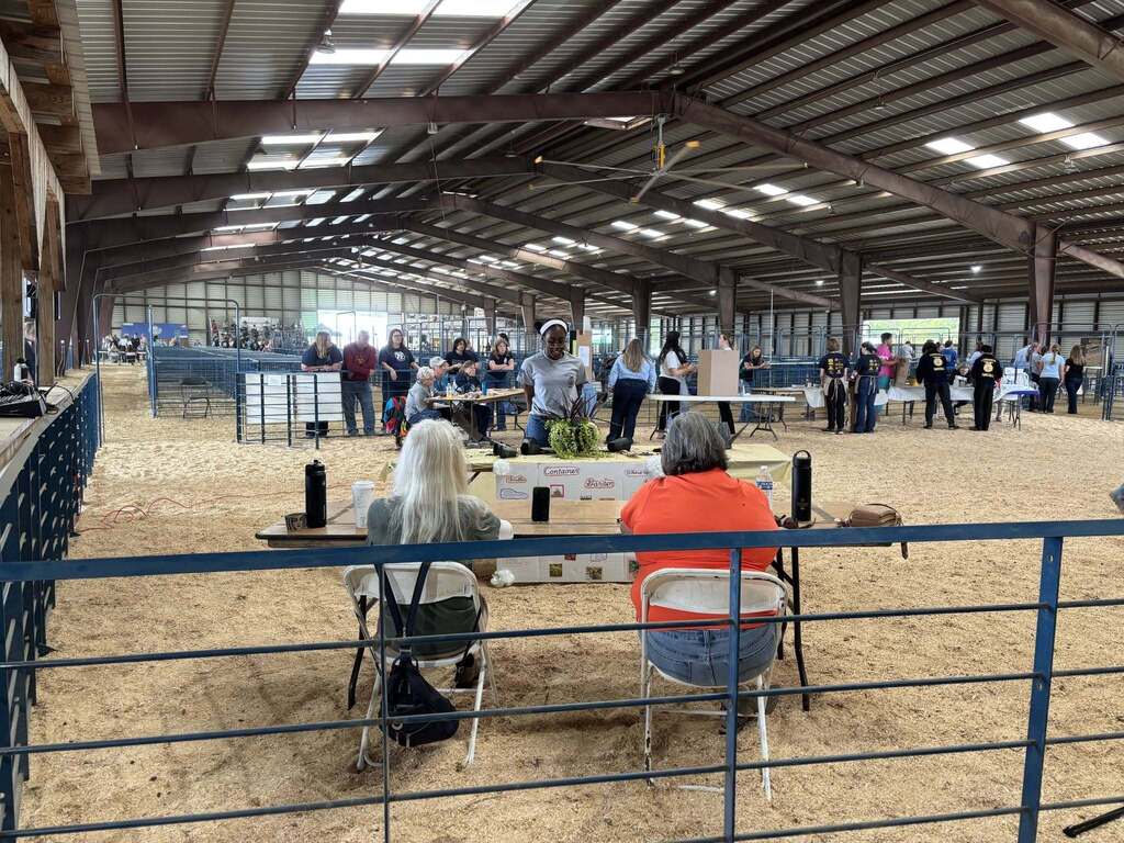 Abria Bolden competing in the Horticulture Demonstration Contest,