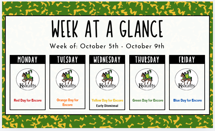 Week at a Glance infographic - all information in the graphic is included in the text of the post.