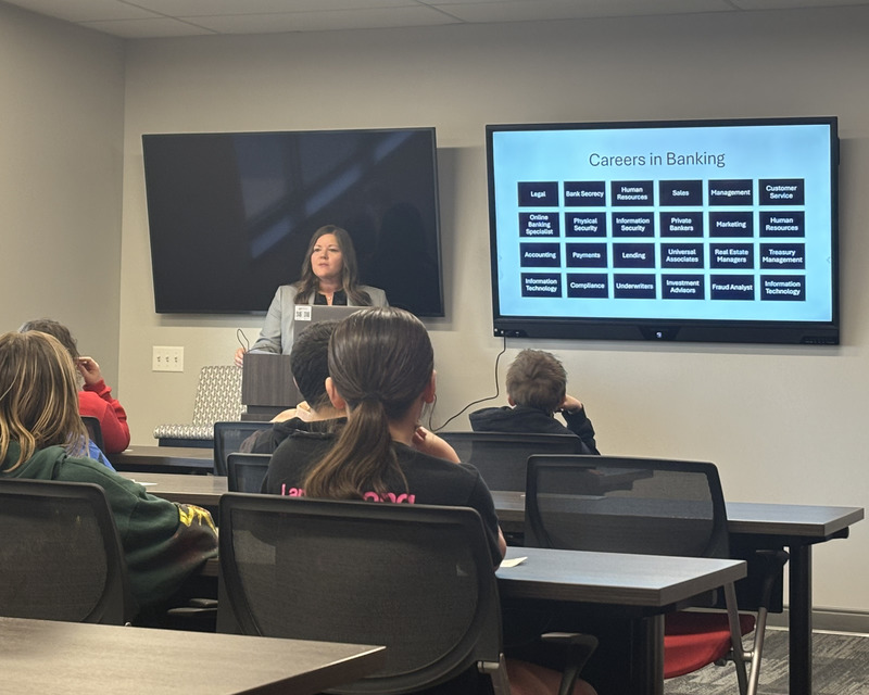 Veronica Hildreth, VP Commercial Office Manager at FCBank in Bucyrus explains that there are many career opportunities in banking besides being a teller. She shared over 24 different career divisions within the baking industry.