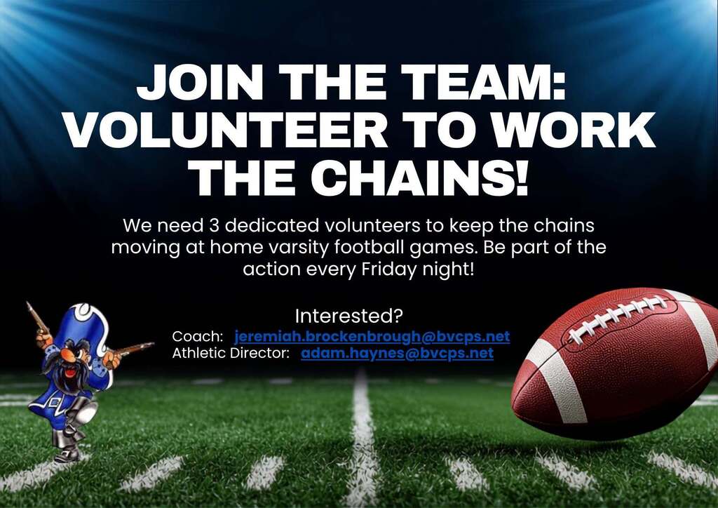 graphic asking for volunteers for home football games