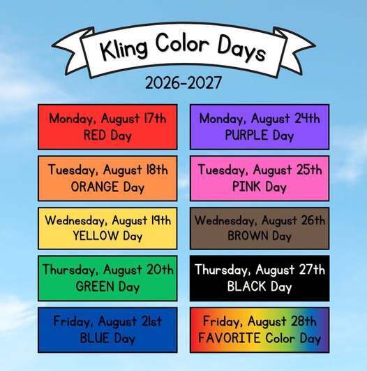 Flyer announcing color days at Kling