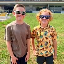 photo of 2 students on the first day of school