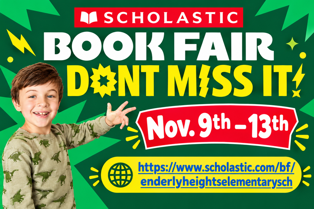 Young boy showing excitement for upcoming bookfair