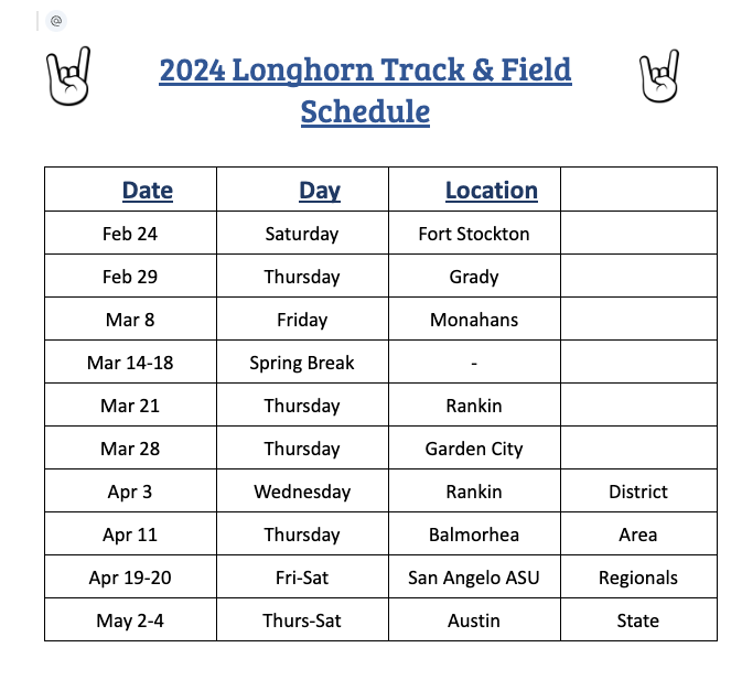 HS Track Schedule