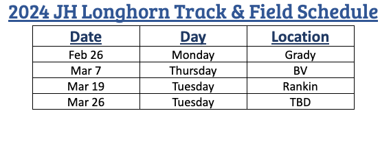 JH Track Schedule