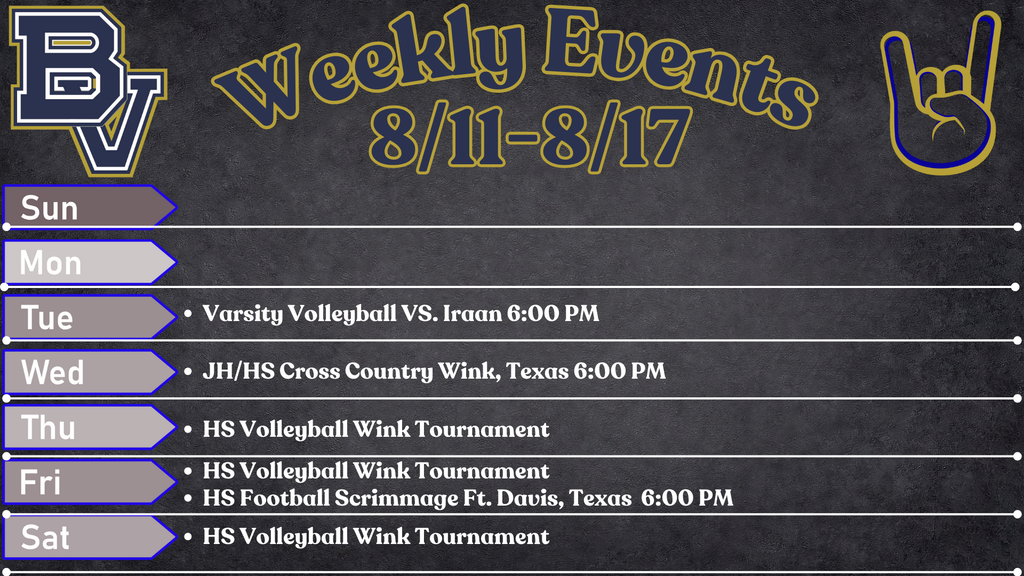 8/11-8/17 Weekly Events