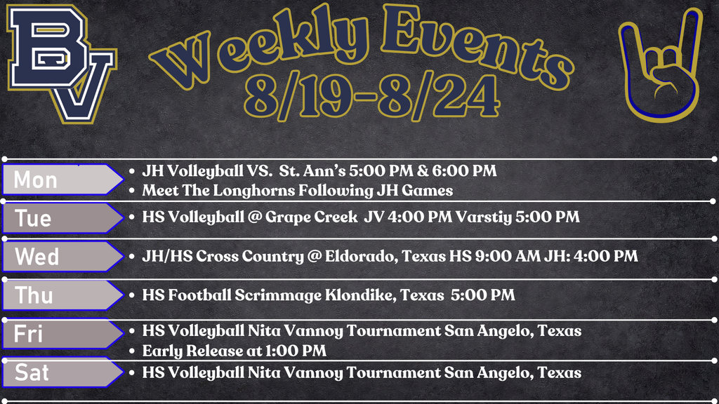 weekly Events 8/19-8/24