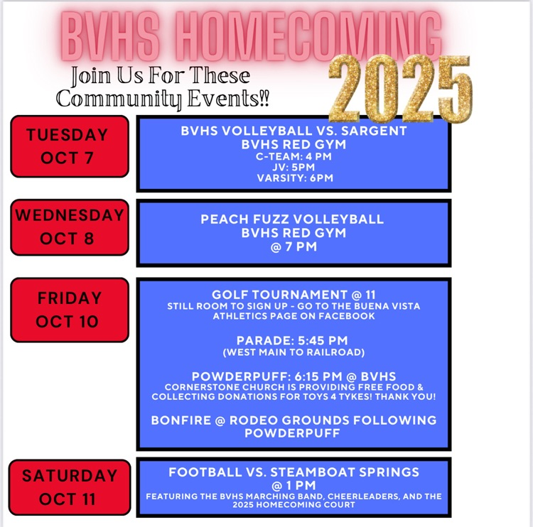 BVHS homecoming events flier