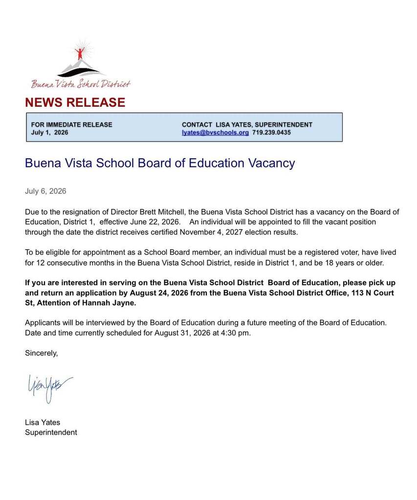 board vacancy press release