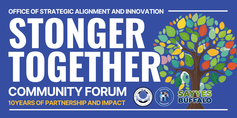 Stonger Together Office of Strategic Alignment and Innovation Community Forum 10Years of Partnership and Impact Picture of a tree