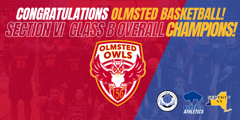 Section VI  Class B Overall Congratulations Olmsted Basketball!  CHAMPIONS! Olmsted Logo with faded team picture in background