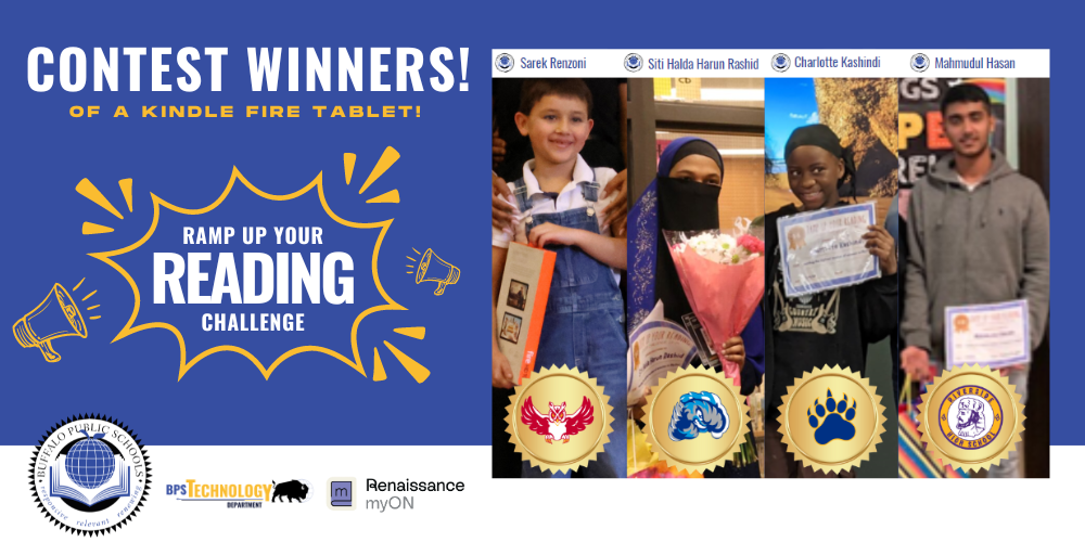 Ramp up your reading Challenge Contest Winners of a kindle fire tablet BPS Technology Department REnaiisance myon